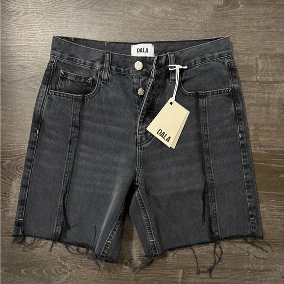 Pants - DALA Black Distressed Denim Shorts